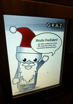 Fahrscheinautomat zum Advent Fahrscheinautomat meldet gratis Fahr an Adventsamstagen