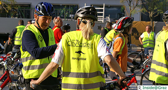 Grazer CityRadeln Teilnehmer Warten auf den Start