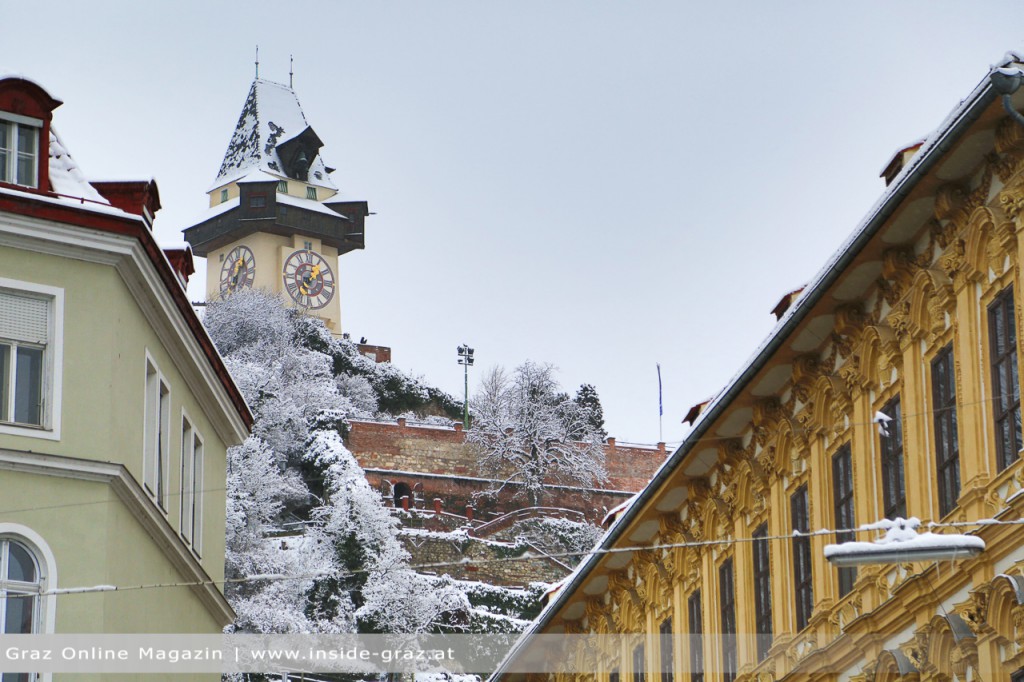 Uhrturm Schnee Winter Graz