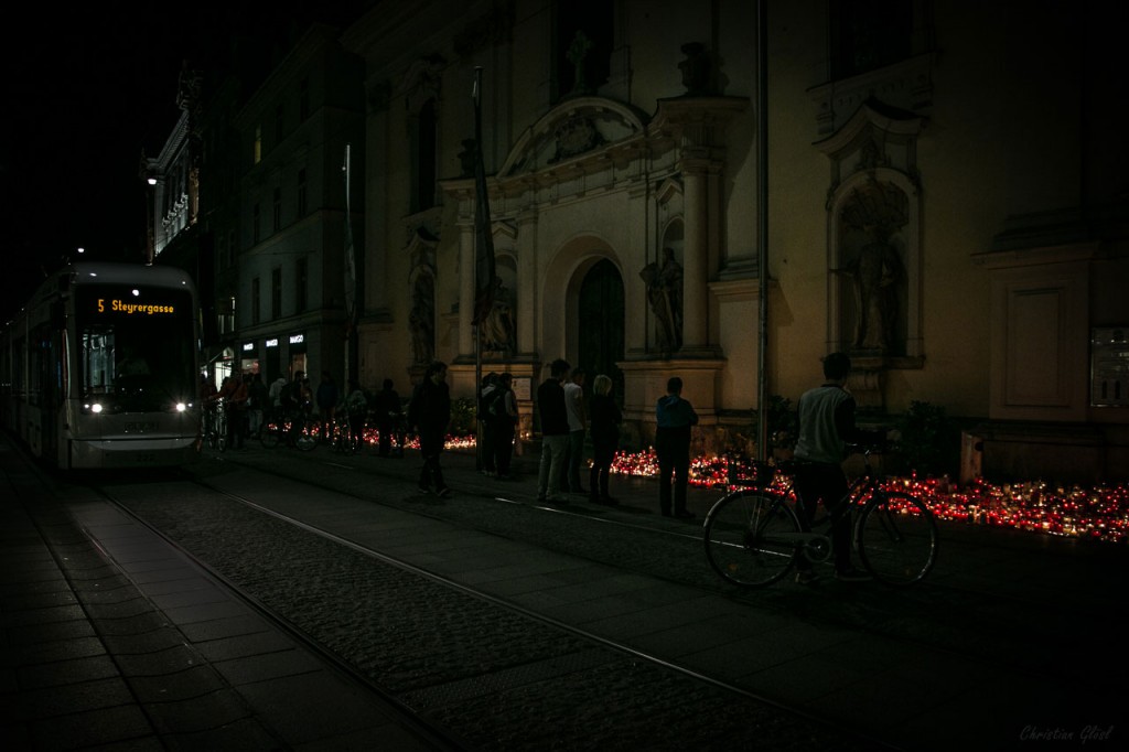 Lichtermeer Grazer Herrengasse Straßenbahn