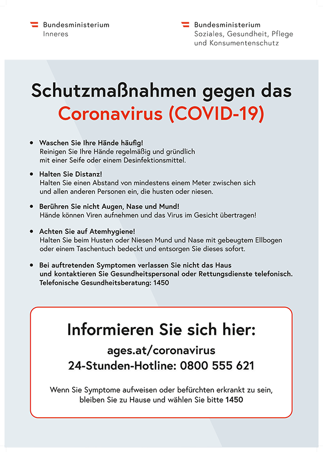 Schutzmaßnahmen gegen das Coronavirus