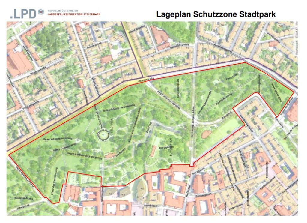 Stadtpark Schutzzone Plan