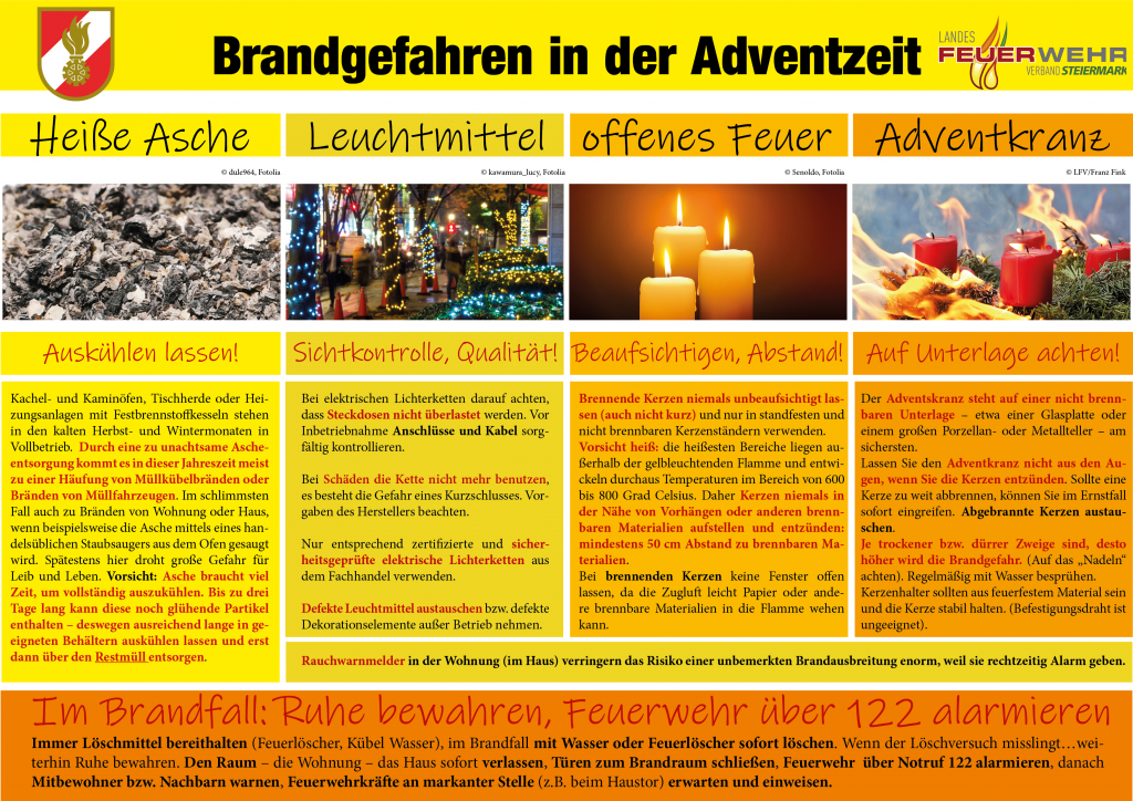 Brandgefahren zur Advent- und Weihnachtszeit