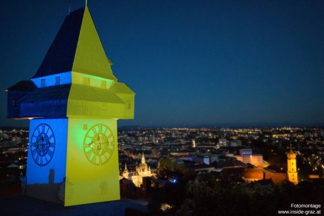 Graz Uhrturm in Ukraine Farbe