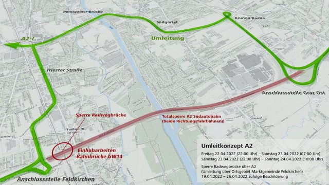 Umleitung A2 Graz-Ost Feldkirchen