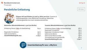 Entlastung Rechnung Familien