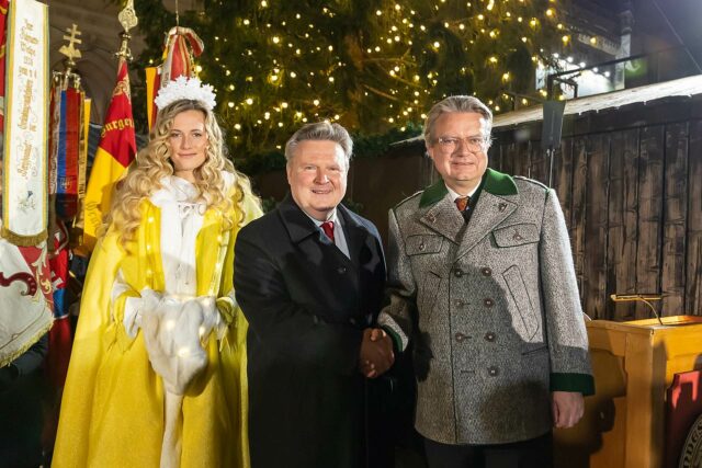 Illuminierung Weihnachtsbaum Wiener Rathausplatz