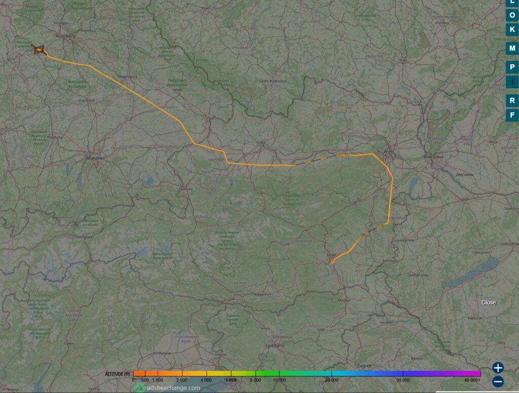 Chinook Flugroute Graz Ansbach