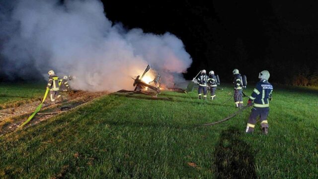 Brennender Bundesheer Hubschrauber