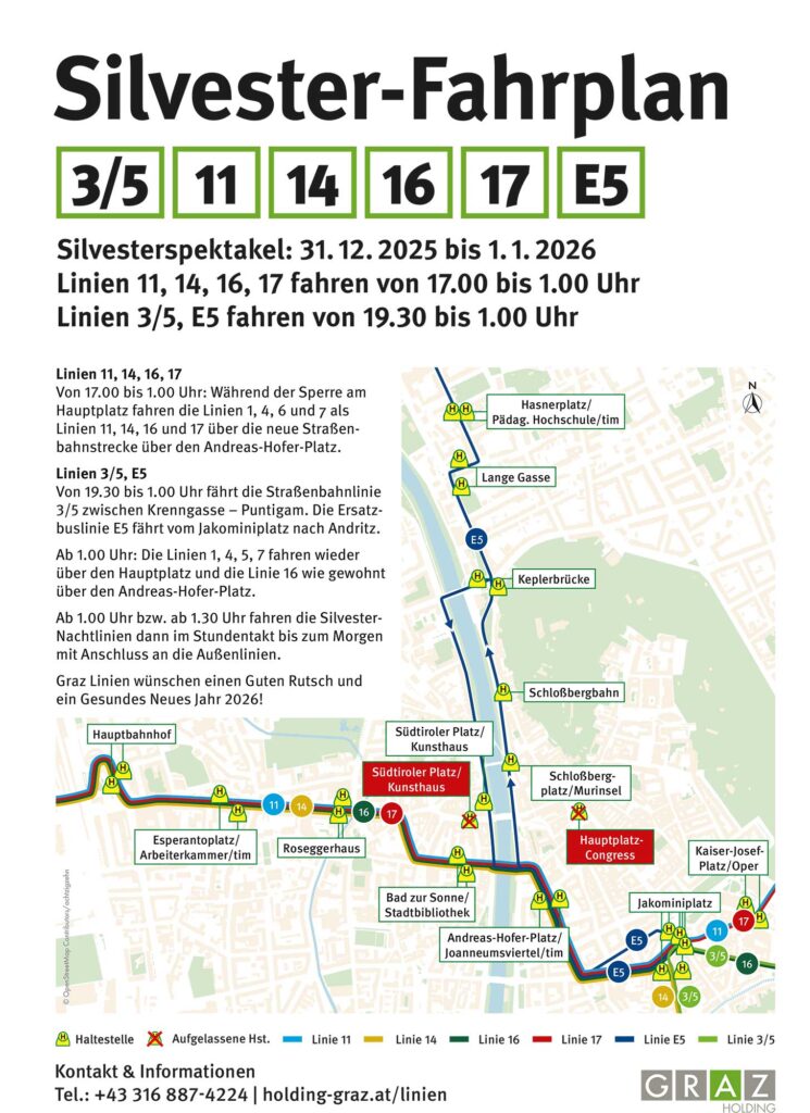 Graz Linien Silvester Fahrplan 2025