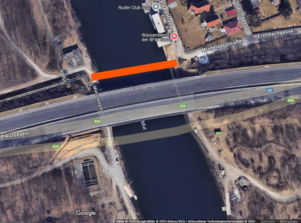 Radbrücke neben der Autobahn im Grazer Süden