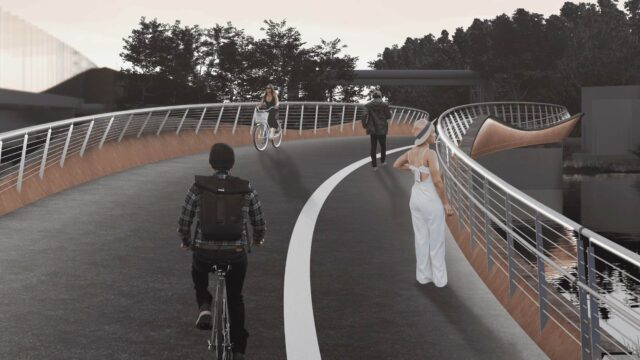 Radbrücke im Süden von Graz wird gebaut