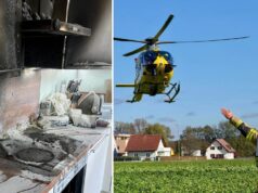 Küchenbrand Hubschrauberlandung Wagnitz