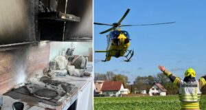 Küchenbrand Hubschrauberlandung Wagnitz