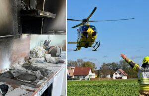 Küchenbrand Hubschrauberlandung Wagnitz