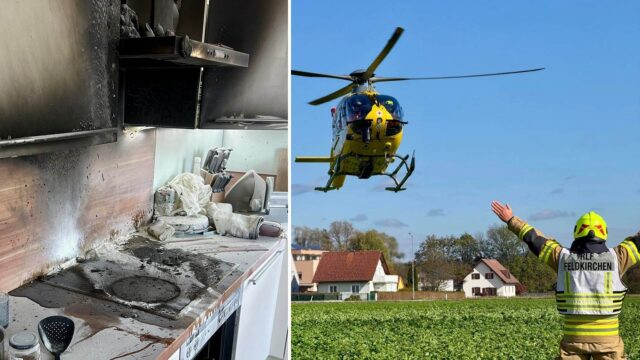 Küchenbrand Hubschrauberlandung Wagnitz Küchenbrand Hubschrauberlandung Wagnitz