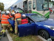 Straßenbahn Auto Unfall