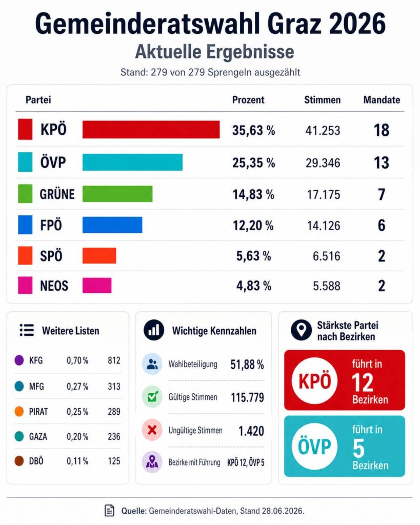 Gemeinderatswahl Graz 2026 Ergebnis