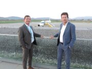 Flughafenchef Grimus über AUA-Aus und neue Ziele für Graz irport-Graz-Geschäftsführer Wolfgang Grimus und Jürgen Löschnig