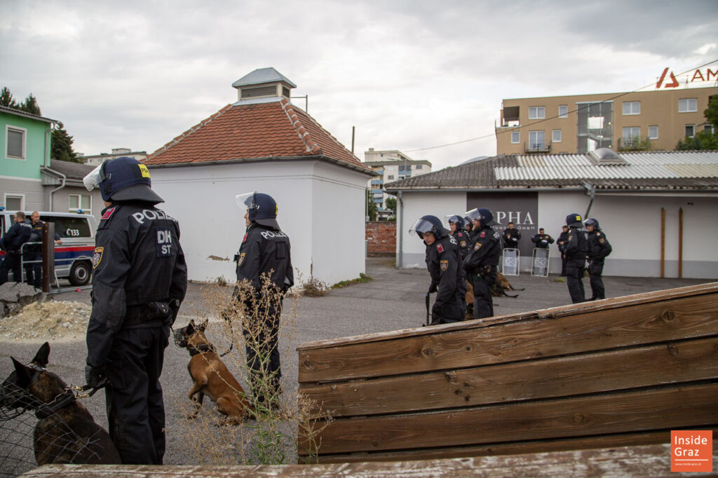Polizeihunde beim Fanmarsch