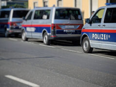Polizeiaufgebot beim Grazer Landesgericht: Heute wird der Ernstfall geübt Polizei Autos im Einsatz